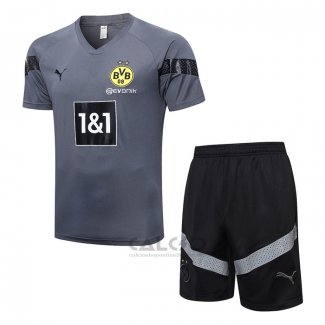 Tuta da Track Borussia Dortmund Manica Corta 2022-2023 Grigio - Pantaloncini