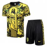Tuta da Track Brasile Jesus Manica Corta 2024-2025 Giallo - Pantaloncini