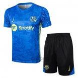 Tuta da Track FC Barcellona Manica Corta 2024-2025 Blu - Pantaloncini