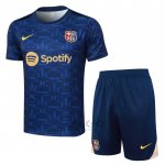 Tuta da Track FC Barcellona Manica Corta 2024-2025 Blu - Pantaloncini