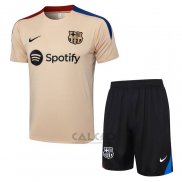 Tuta da Track FC Barcellona Manica Corta 2024-2025 Giallo - Pantaloncini