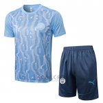 Tuta da Track Manchester City Manica Corta 2024-2025 Blu - Pantaloncini