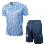 Tuta da Track Manchester City Manica Corta 2024-2025 Blu - Pantaloncini
