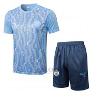 Tuta da Track Manchester City Manica Corta 2024-2025 Blu - Pantaloncini