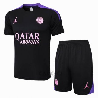 Tuta da Track Paris Saint-Germain Jordan Manica Corta 2024-2025 Nero - Pantaloncini