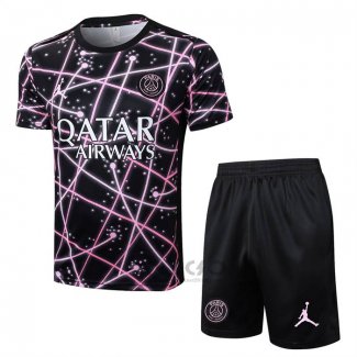 Tuta da Track Paris Saint-Germain Jordan Manica Corta 2025-2026 Nero Rosa - Pantaloncini