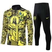 Tuta da Track di Felpa Brasile Jesus Bambino 2024-2025 Giallo