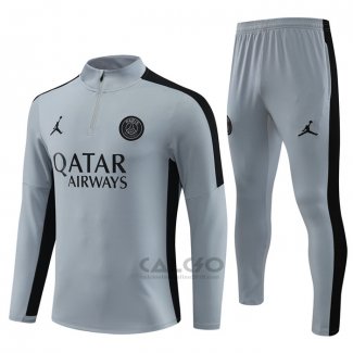 Tuta da Track di Felpa Paris Saint-Germain Jordan Bambino 2023-2024 Grigio