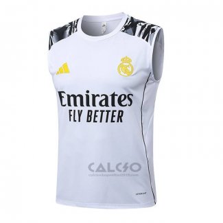 Maglia Allenamento Real Madrid Senza Maniche 2025-2026 Bianco