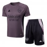 Tuta da Track Arsenal Manica Corta 2024-2025 Grigio Purpura - Pantaloncini