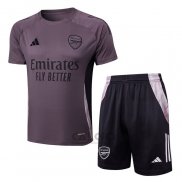 Tuta da Track Arsenal Manica Corta 2024-2025 Grigio Purpura - Pantaloncini