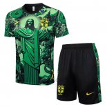 Tuta da Track Brasile Jesus Manica Corta 2024-2025 Verde - Pantaloncini