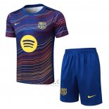 Tuta da Track FC Barcellona Manica Corta 2025-2026 Blu Giallo - Pantaloncini