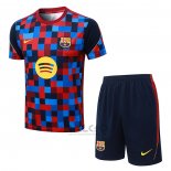 Tuta da Track FC Barcellona Manica Corta 2026-2027 Blu Rosso - Pantaloncini