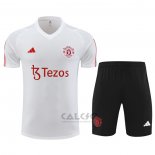 Tuta da Track Manchester United Manica Corta 2023-2024 Bianco - Pantaloncini