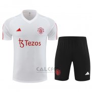 Tuta da Track Manchester United Manica Corta 2023-2024 Bianco - Pantaloncini