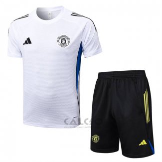 Tuta da Track Manchester United Manica Corta 2025-2026 Bianco - Pantaloncini