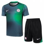 Tuta da Track Nigeria Manica Corta 2024-2025 Grigio Verde - Pantaloncini