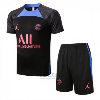 Tuta da Track Paris Saint-Germain Jordan Manica Corta 2022-2023 Nero e Blu - Pantaloncini