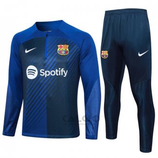 Tuta da Track di Felpa FC Barcellona 2023-2024 Blu Scuro