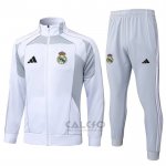 Tuta da Track di Giacca Real Madrid 2025-2026 Bianco Grigio