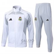 Tuta da Track di Giacca Real Madrid 2025-2026 Bianco Grigio