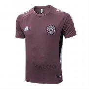 Maglia Allenamento Manchester United 2025-2026 Marronee