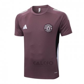 Maglia Allenamento Manchester United 2025-2026 Marronee