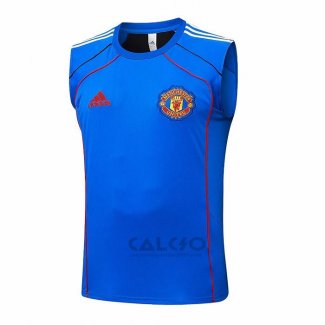 Maglia Allenamento Manchester United Senza Maniche 2025-2026 Blu