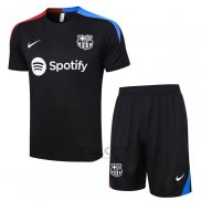 Tuta da Track FC Barcellona Manica Corta 2023-2024 Nero - Pantaloncini