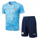 Tuta da Track Manchester City Manica Corta 2025-2026 Blu - Pantaloncini