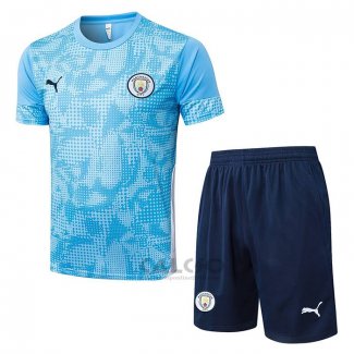Tuta da Track Manchester City Manica Corta 2025-2026 Blu - Pantaloncini