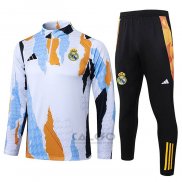 Tuta da Track di Felpa Real Madrid 2024-2025 Bianco e Giallo