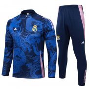 Tuta da Track di Felpa Real Madrid Dragon Bambino 2024-2025 Blu