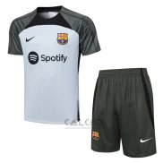 Tuta da Track FC Barcellona Manica Corta 2023-2024 Grigio - Pantaloncini