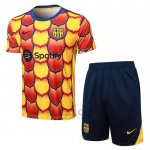 Tuta da Track FC Barcellona Manica Corta 2024-2025 Giallo - Pantaloncini
