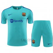 Tuta da Track FC Barcellona Manica Corta 2023-2024 Verde - Pantaloncini