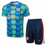 Tuta da Track FC Barcellona Manica Corta 2024-2025 Verde - Pantaloncini