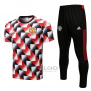 Tuta da Track Manchester United Manica Corta 2022-2023 Nero e Rosso