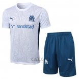 Tuta da Track Olympique Marsiglia Manica Corta 2024-2025 Bianco - Pantaloncini