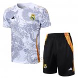 Tuta da Track Real Madrid Dragon Manica Corta 2024-2025 Bianco - Pantaloncini
