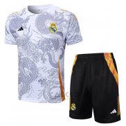 Tuta da Track Real Madrid Dragon Manica Corta 2024-2025 Bianco - Pantaloncini