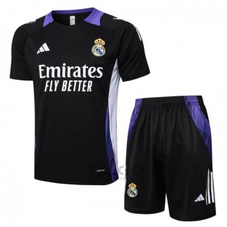 Tuta da Track Real Madrid Dragon Manica Corta 2024-2025 Nero e Purpura - Pantaloncini