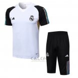 Tuta da Track Real Madrid Manica Corta 2023-2024 Bianco - Pantaloncini