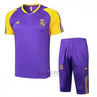 Tuta da Track Real Madrid Manica Corta 2024-2025 Purpura - Pantaloncini