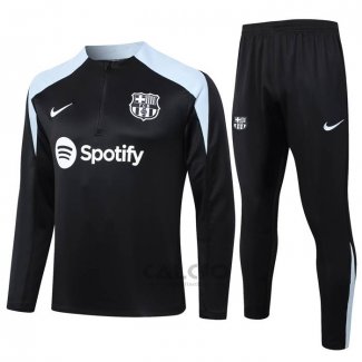 Tuta da Track di Felpa FC Barcellona 2024-2025 Nero e Grigio