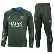 Tuta da Track di Felpa Paris Saint-Germain Jordan 2023-2024 Verde