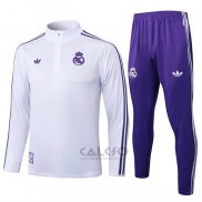 Tuta da Track di Felpa Real Madrid 2025-2026 Bianco Purpura