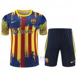 Tuta da Track FC Barcellona Manica Corta 2023-2024 Giallo e Blu - Pantaloncini