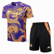 Tuta da Track Real Madrid Dragon Manica Corta 2024-2025 Purpura - Pantaloncini